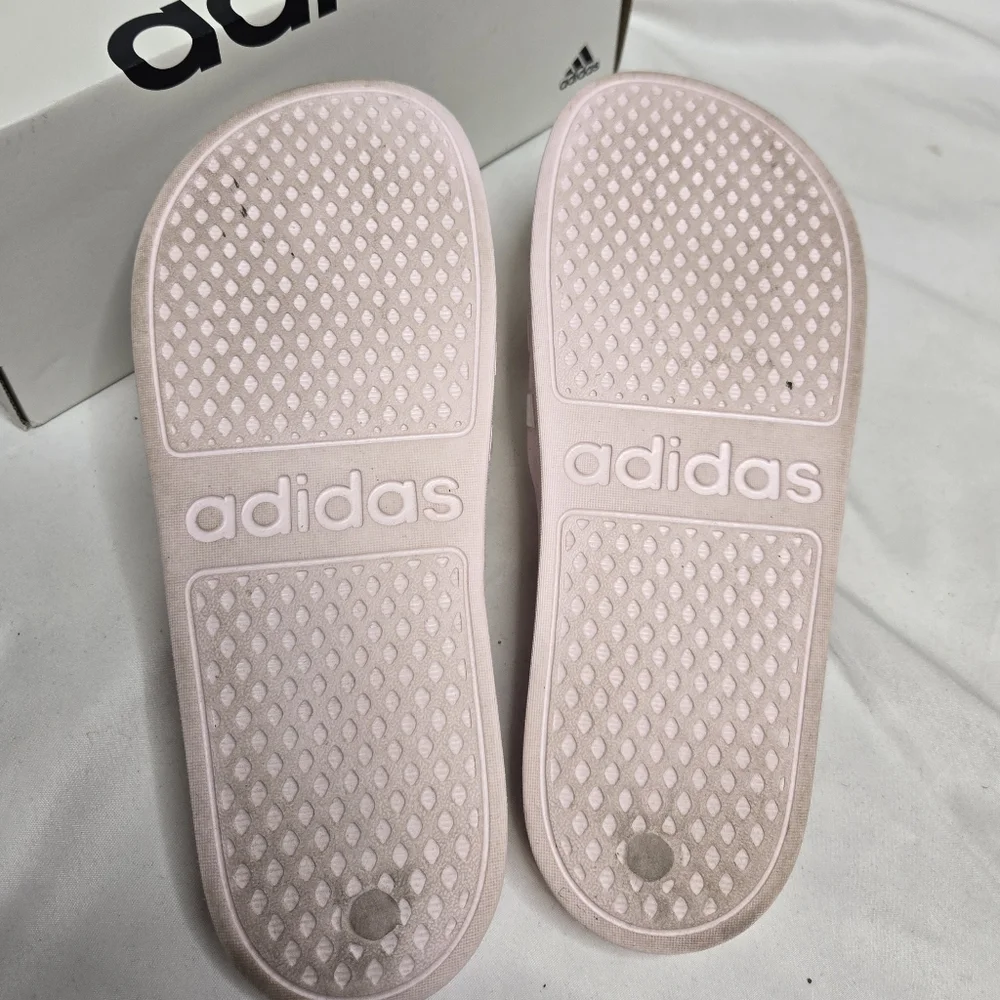 ADIDAS pink Adilette‎ Aqua 3 stripe quick dry slides sandals 9